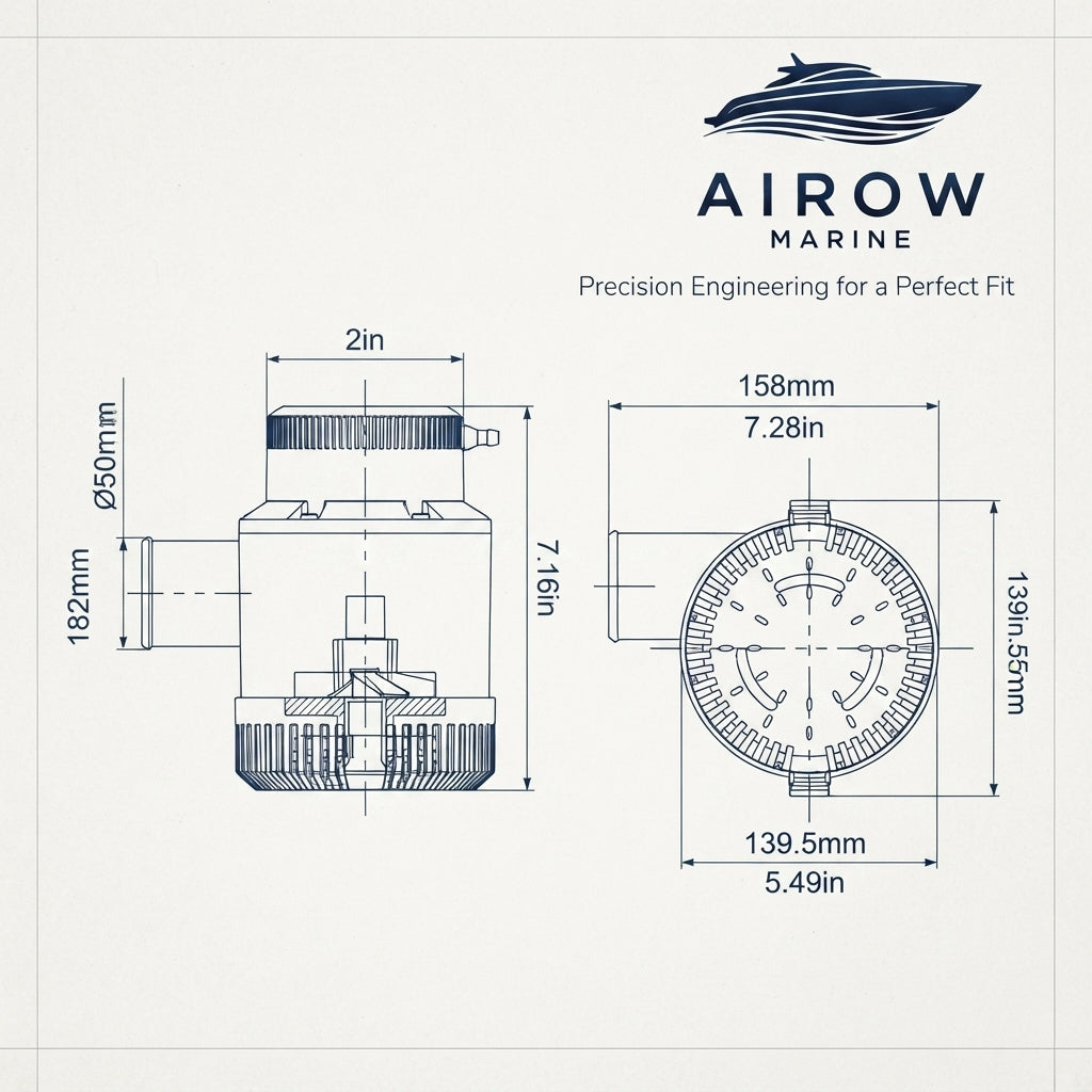 Airow Marine Manual Bilge Pump - 4700 GPH Heavy-Duty 12V DC (50mm Outlet)