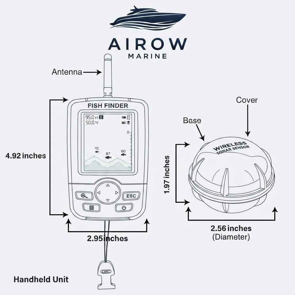 AirowMarine Wireless Sonar Fish Finder - HD Underwater Detector (Handheld)