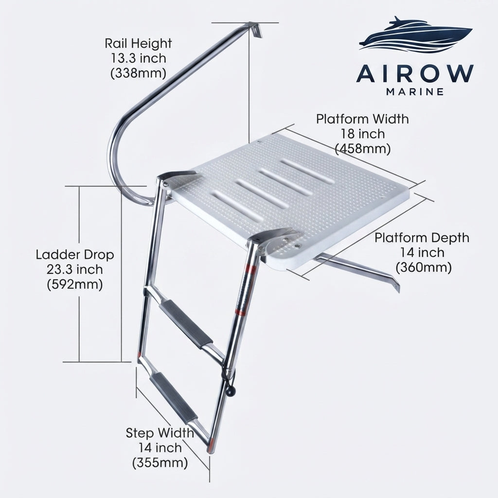AIROWMARINE 316 SS Telescopic Boat Ladder - Non-Slip Folding Swim Platform