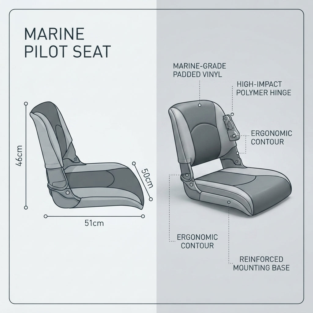 Folding Marine Boat Seat – Padded Vinyl