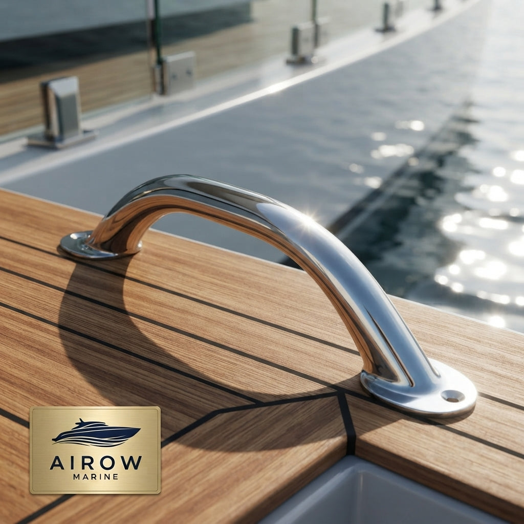 304 Stainless Steel Marine Grab Handle - Mirror-Polished, Ergonomic 9-inch Grip