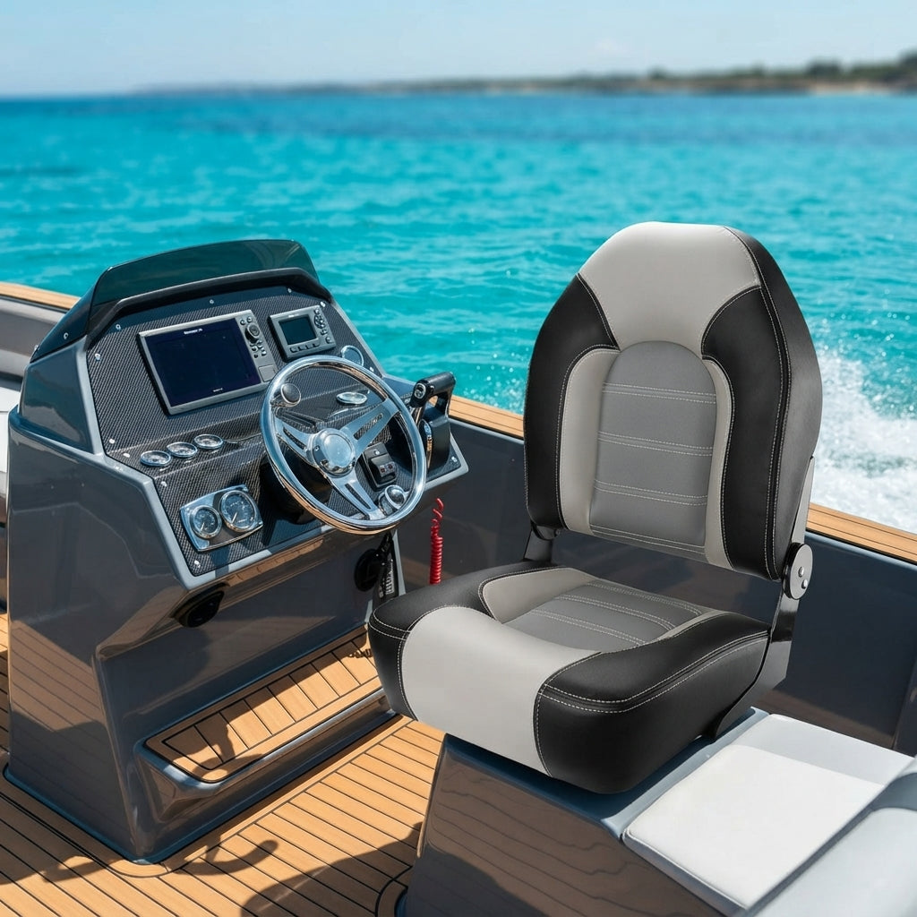 Luxury Folding Marine Boat Seat – UV Resistant Vinyl & Aluminum Hinge – marine application view