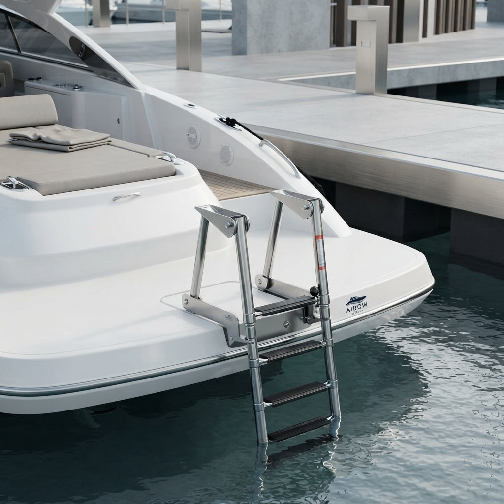 AirRow Marine 4-Step Retractable 304 SS Boat Boarding Ladder (1160mm)