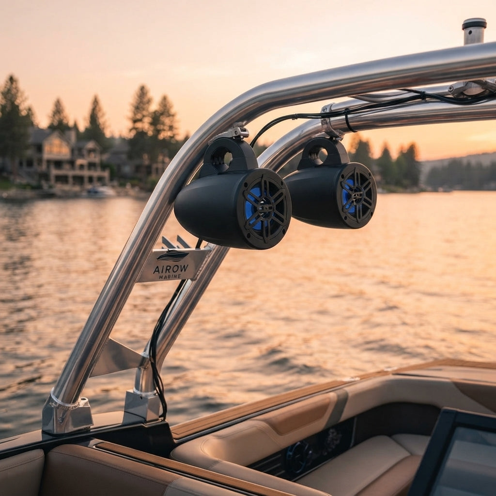 AirowMarine Wakeboard Tower Speakers - 300W Bluetooth RGB LED (4-Inch)