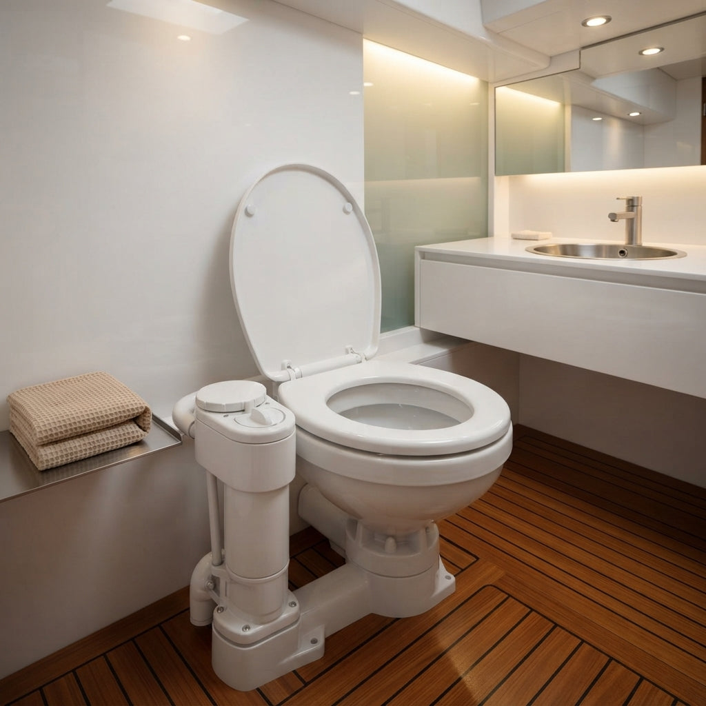 Airow Marine Electric Toilet - Self-Priming, Compact Luxury Yacht Sanitation