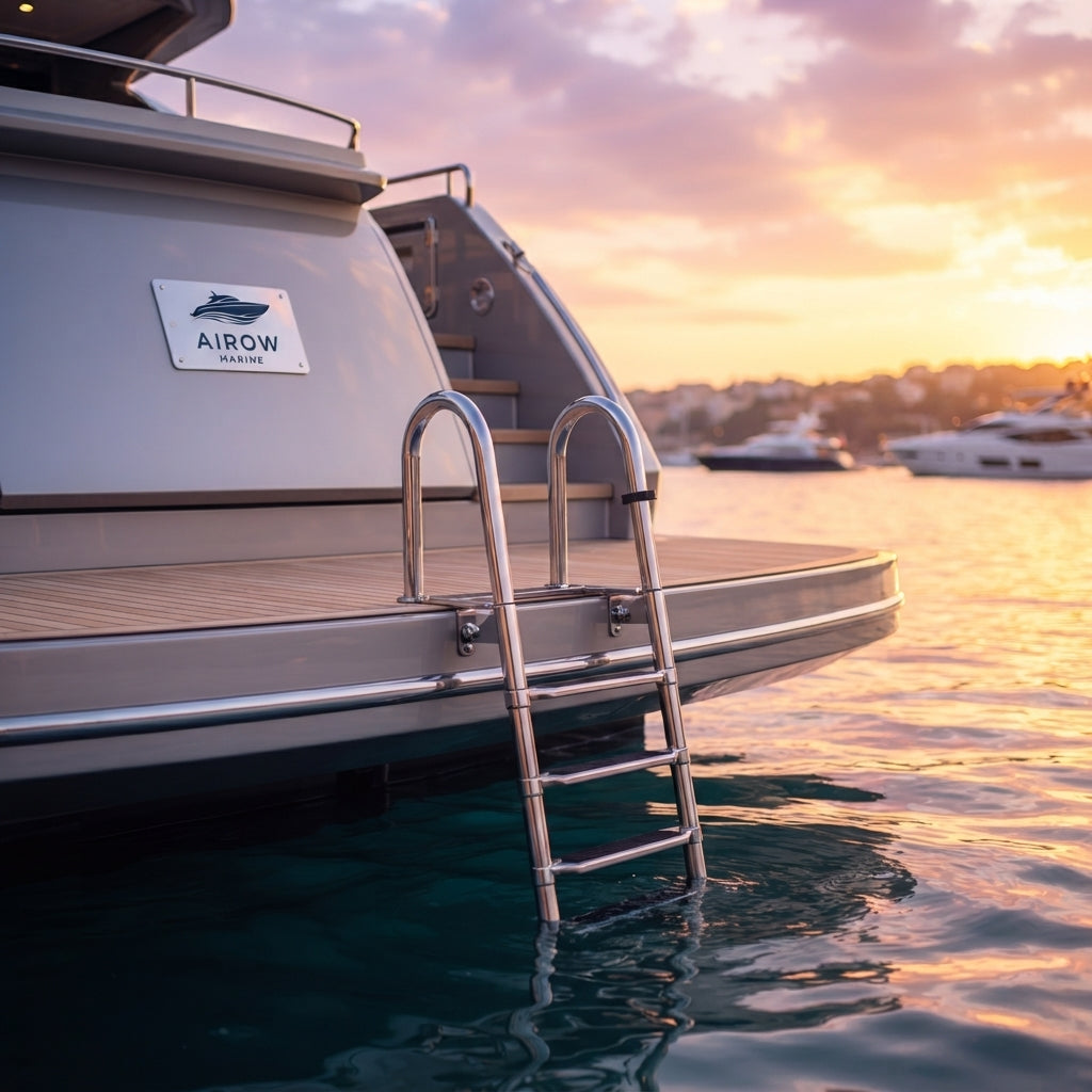 AIROW MARINE 4-Step Telescoping Boat Ladder - 316 SS (151cm Extended)