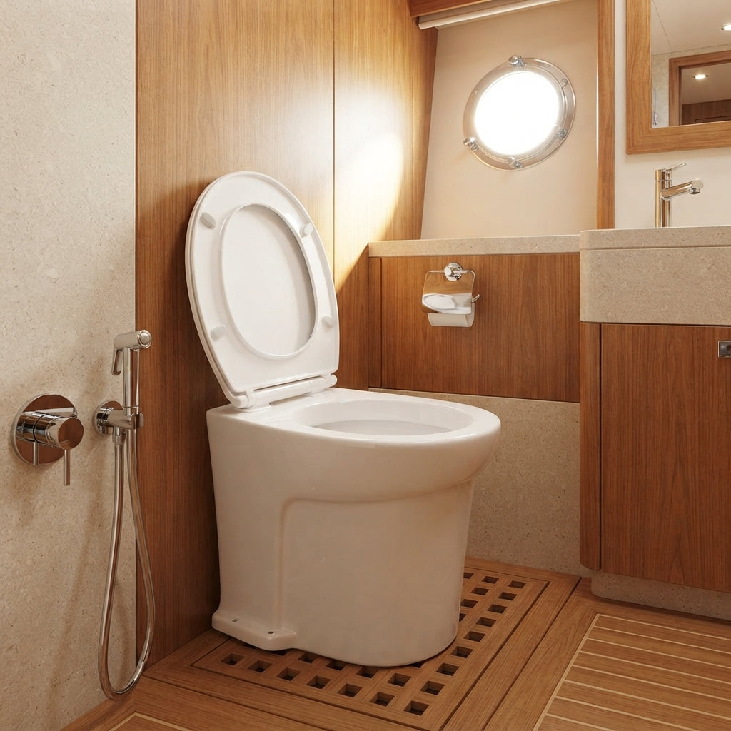 Luxury Marine Toilet - Airow Marine Self-Priming Ceramic & Soft-Close