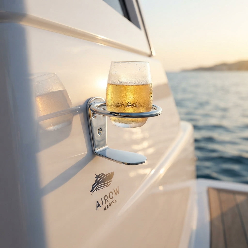 AirowMarine 304 Stainless Steel Marine Cup Holder - Mirror Polished, Universal Fit