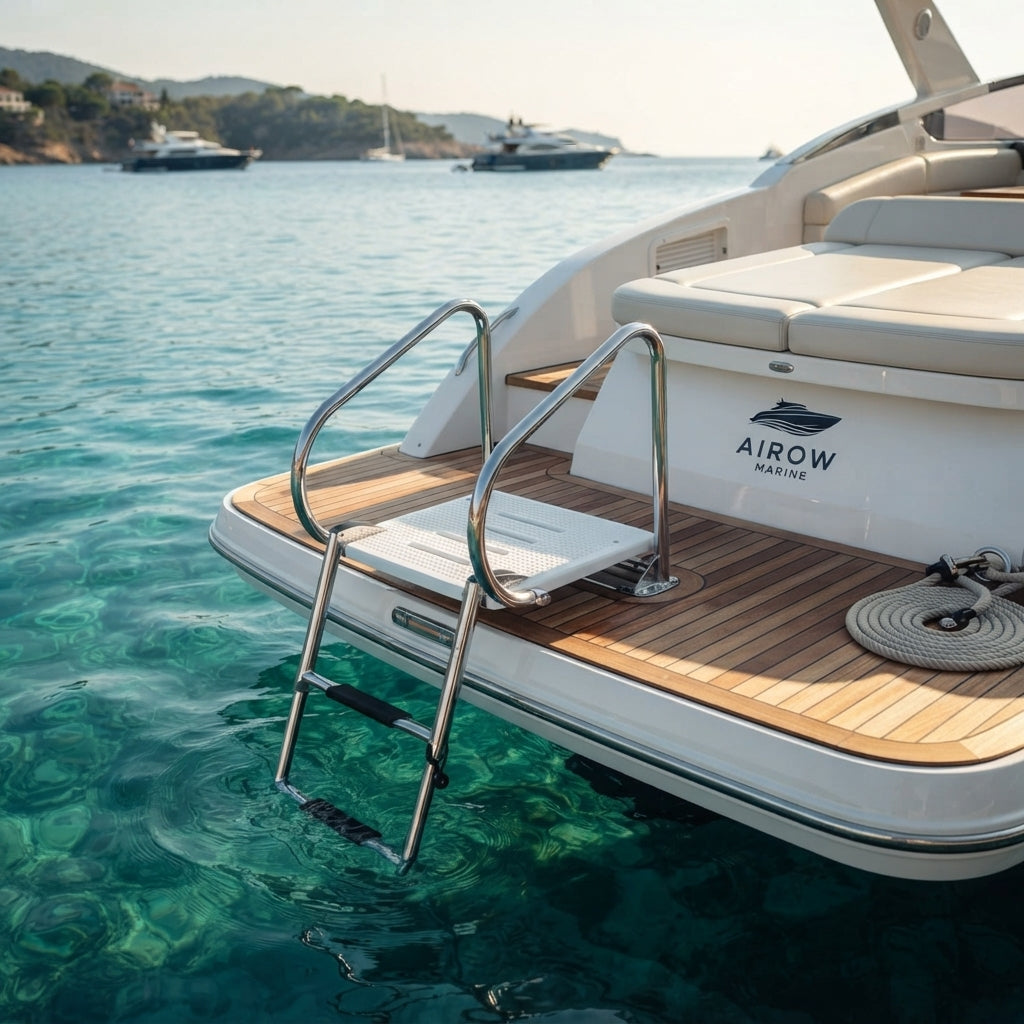 AIROWMARINE 316 SS Telescopic Boat Ladder - Non-Slip Folding Swim Platform