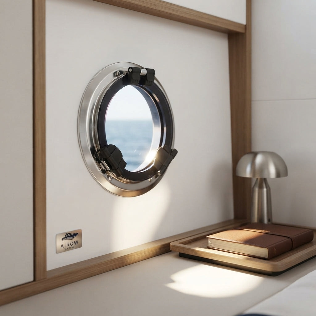 AirowMarine 316 SS Round Porthole - Impact-Resistant Acrylic (262.6mm OD)