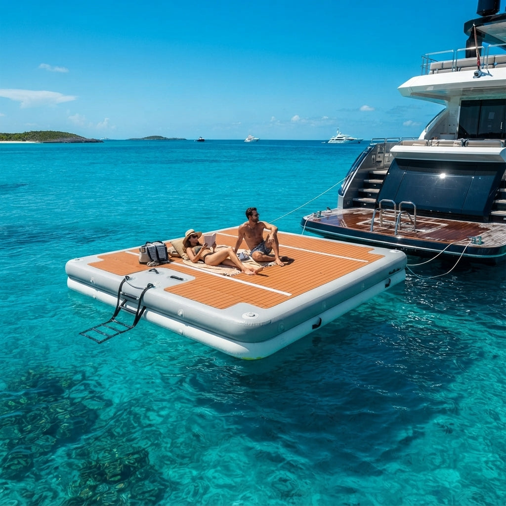Marine-Grade Inflatable Floating Platform - Drop-Stitch PVC & Non-Slip Deck