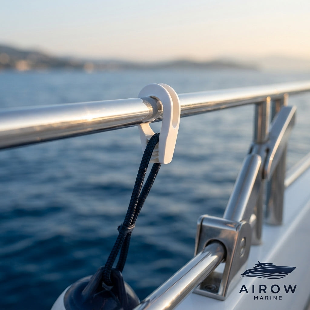 AIROW MARINE Quick-Adjust Fender Hooks - High-Strength ABS, Universal Fit