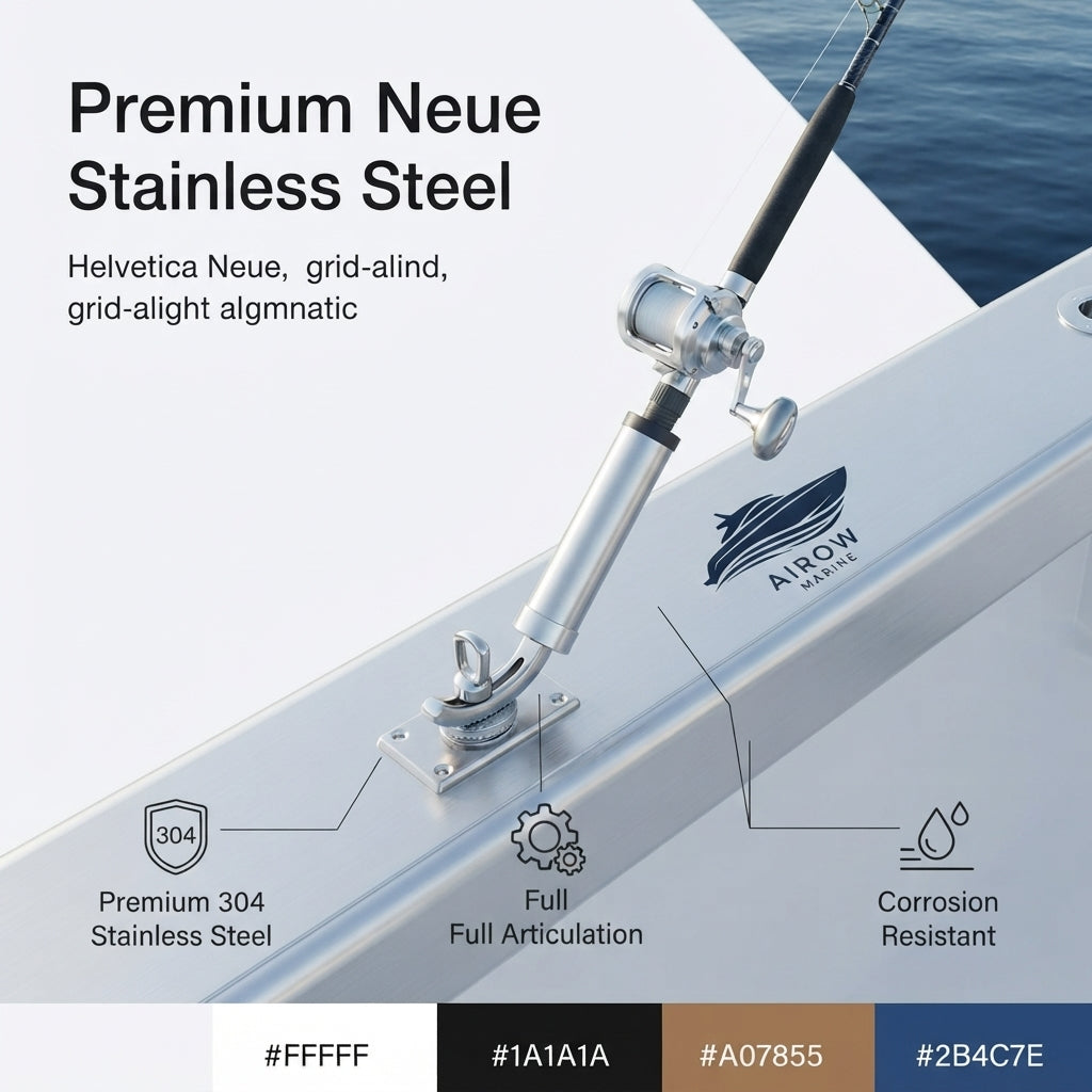316 Stainless Steel Fishing Rod Holder - 360° Rotating Marine Mount