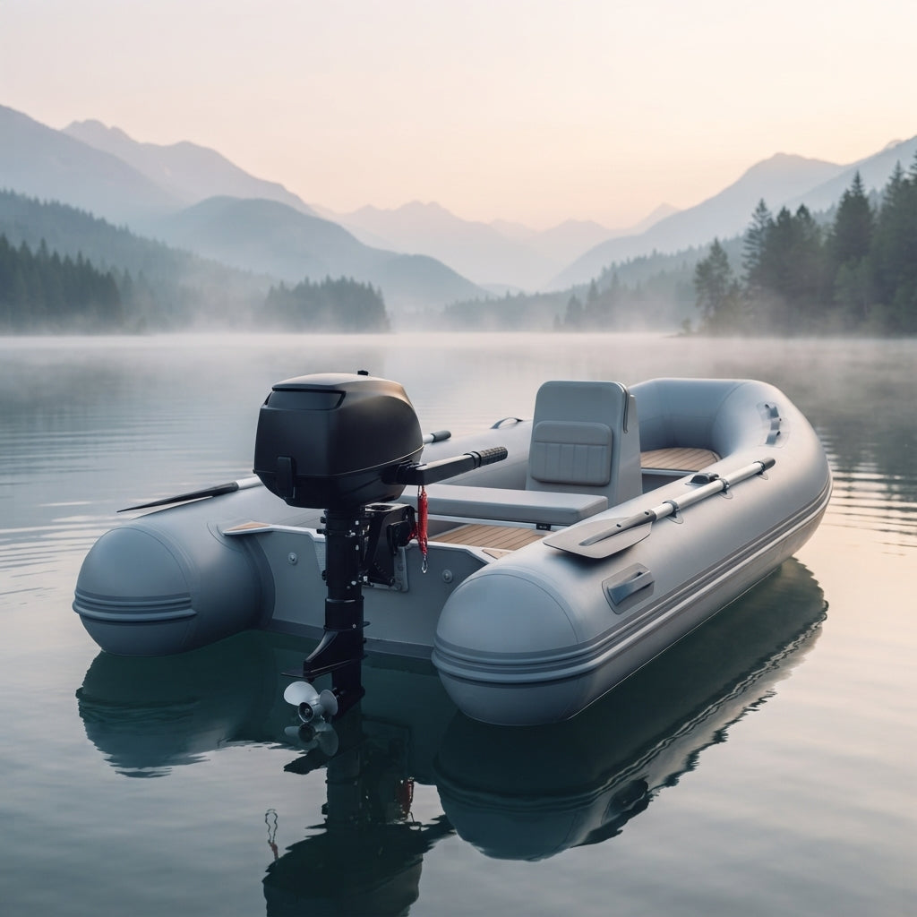 Hideo 5HP Four-Stroke Outboard Motor - Water Cooled, Tiller Control for Inflatable Boats
