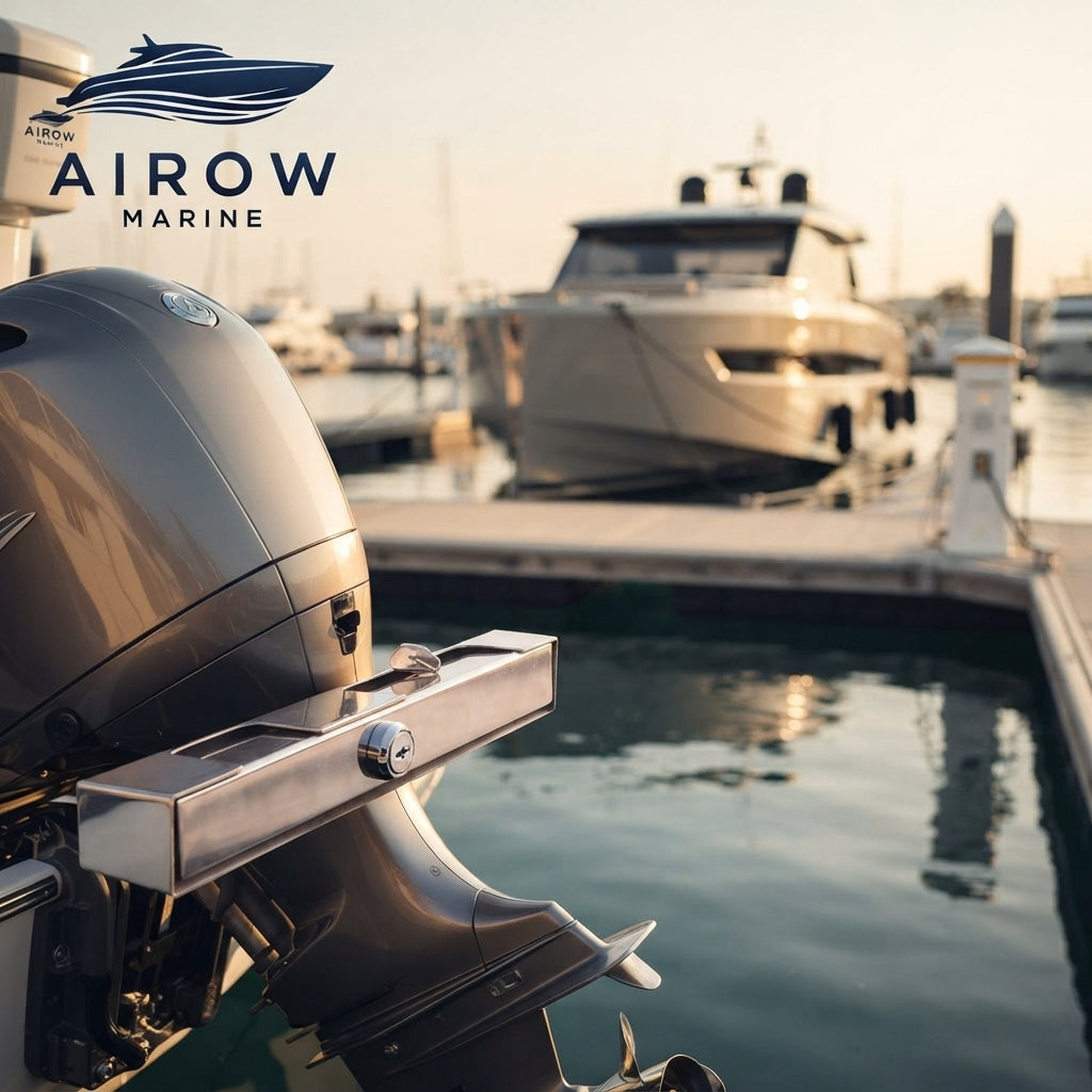 Airow Marine Polished Stainless Steel Outboard Motor Lock - Anti-Theft Security (302mm)