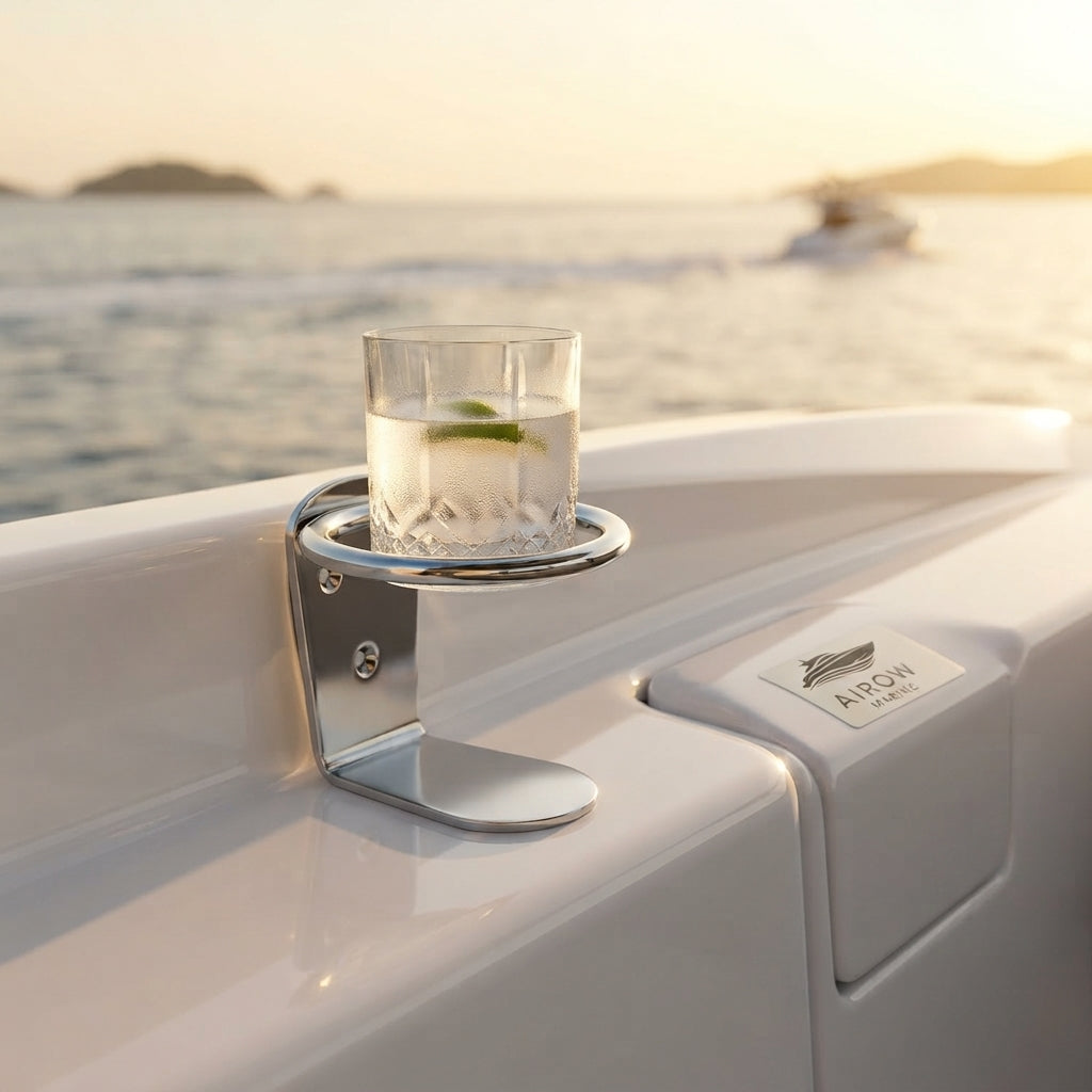 AirowMarine 304 Stainless Steel Marine Cup Holder - Mirror Polished, Universal Fit
