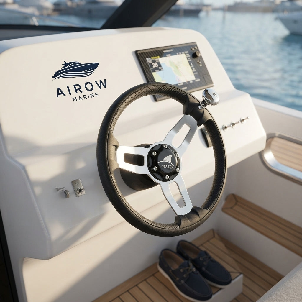 Marine Steering Wheel - 304 Stainless Steel with Grip (13.5-Inch)