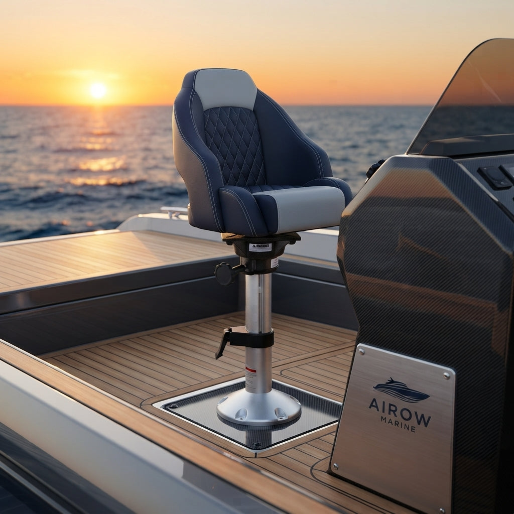 AirOw Marine Adjustable Boat Seat Pedestal - Anodized Aluminum, 360° Swivel