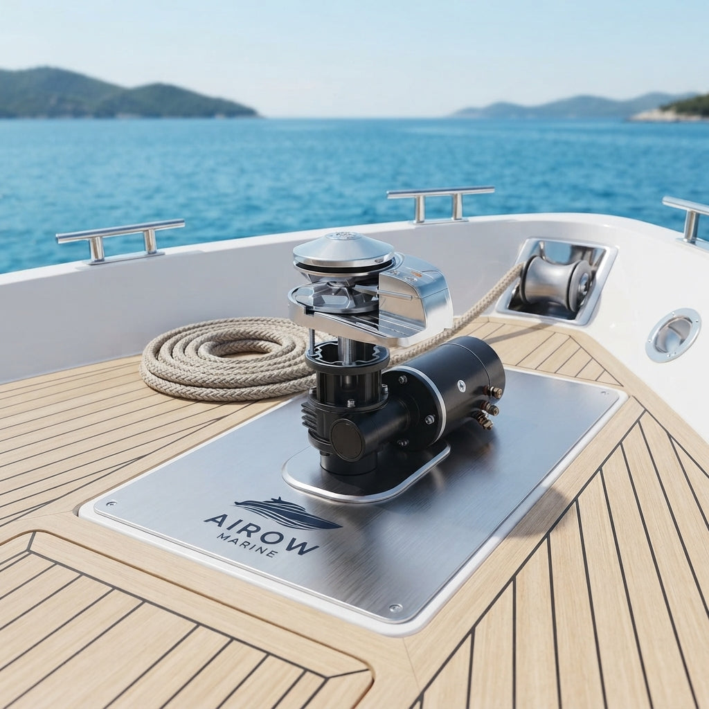 AirowMarine Vertical Electric Anchor Winch - 316 SS, High-Speed (32-49ft Yachts)