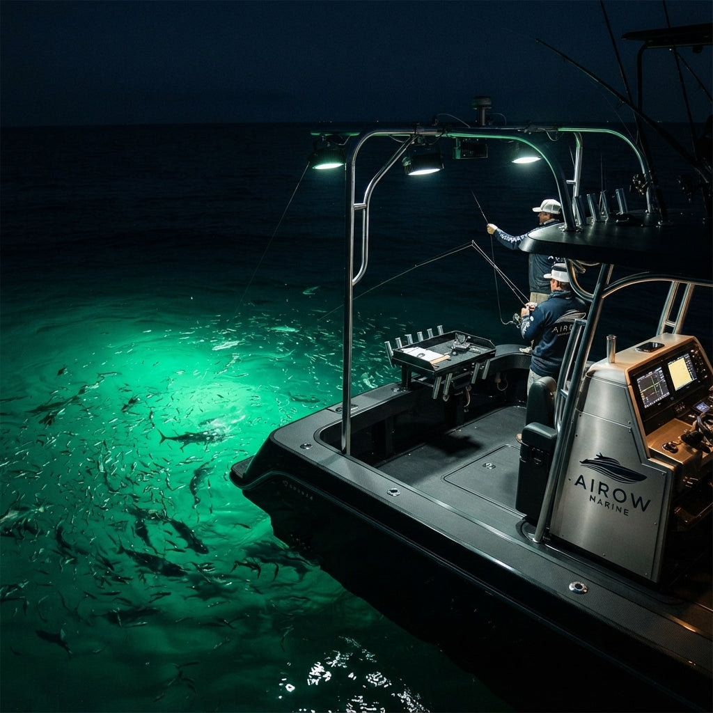 AIROW Marine 1000W Submersible Green LED Fish Attractor Light - IP68