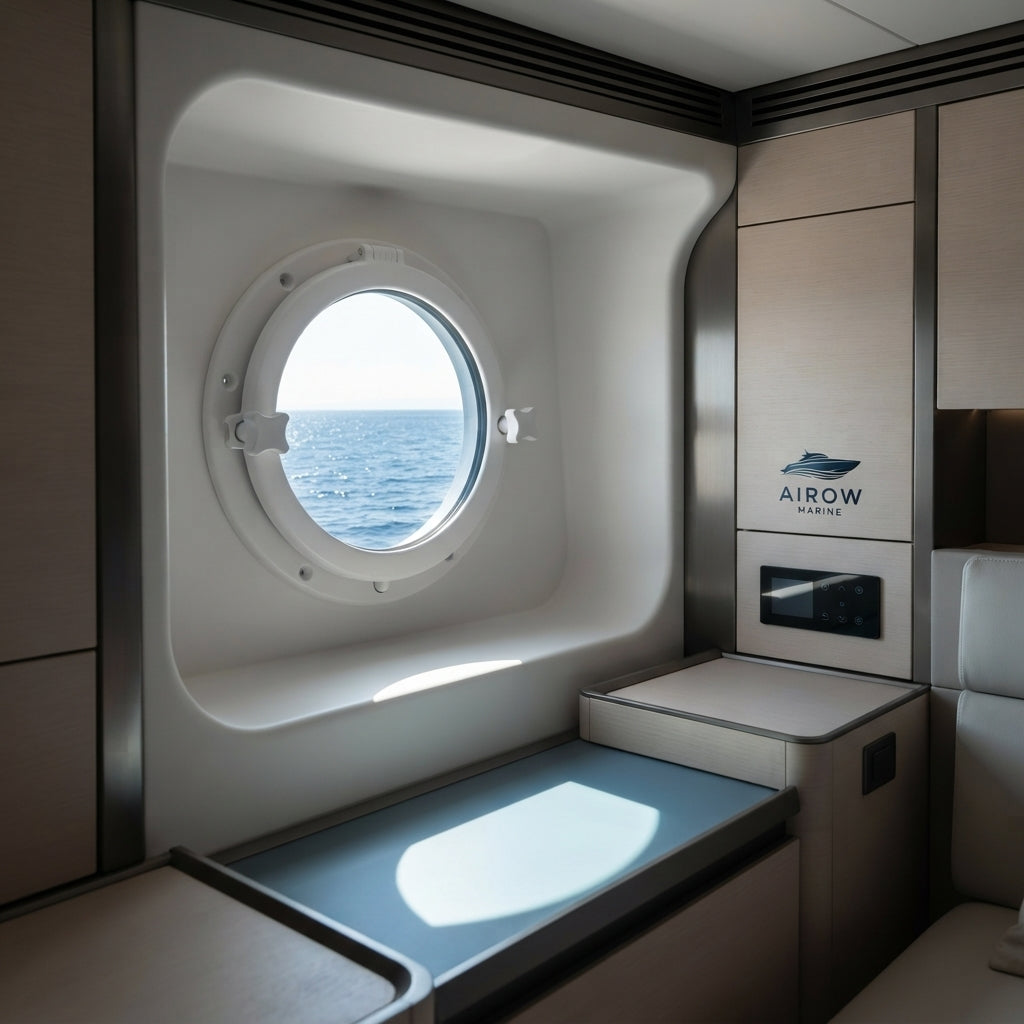 AirrowMarine Round Porthole – UV-Resistant Watertight Design for Boats & RVs (215MM) – marine application view
