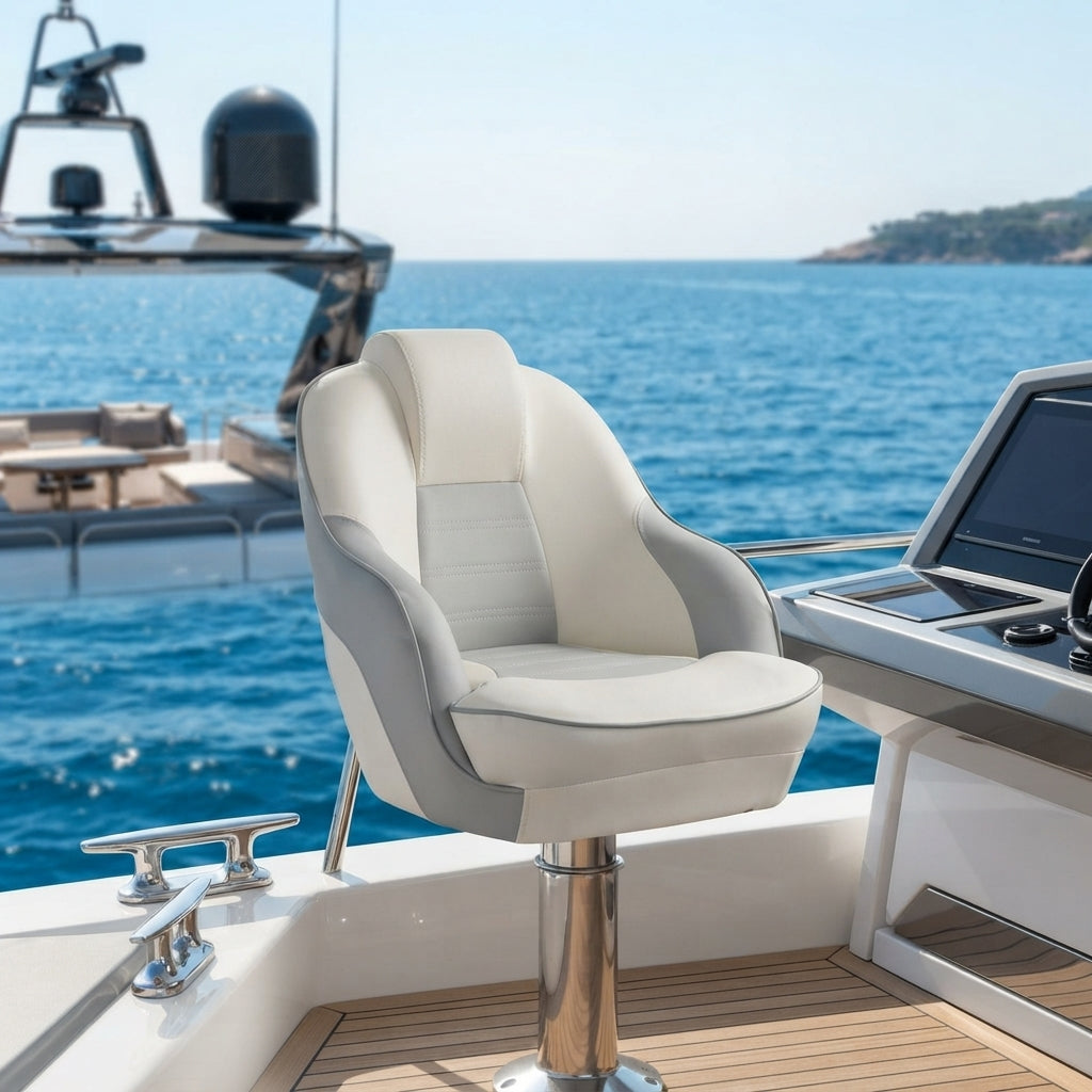 Premium Marine Yacht Bucket Seat – Water-Resistant PVC Leather, Fiberglass Base (57x52x56cm) – marine application view