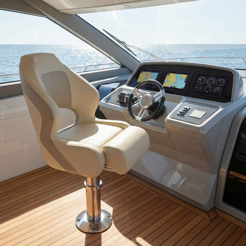 Marine Pilot Chair with Folding Leg Rests