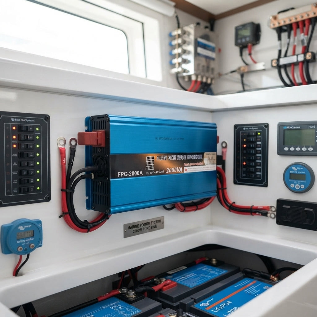 2kW Pure Sine Wave Marine Inverter - Built-in Battery Charger for Boats