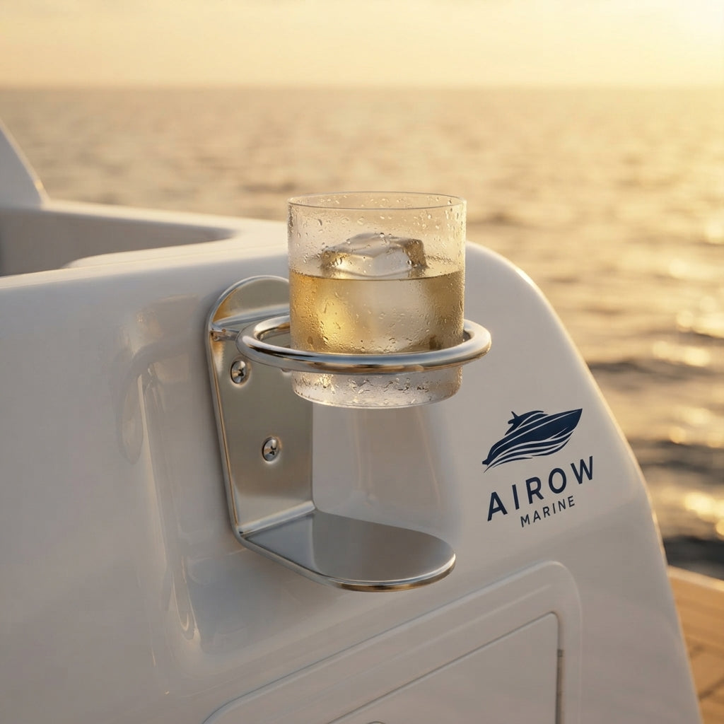 AirowMarine 304 Stainless Steel Marine Cup Holder - Mirror Polished, Universal Fit