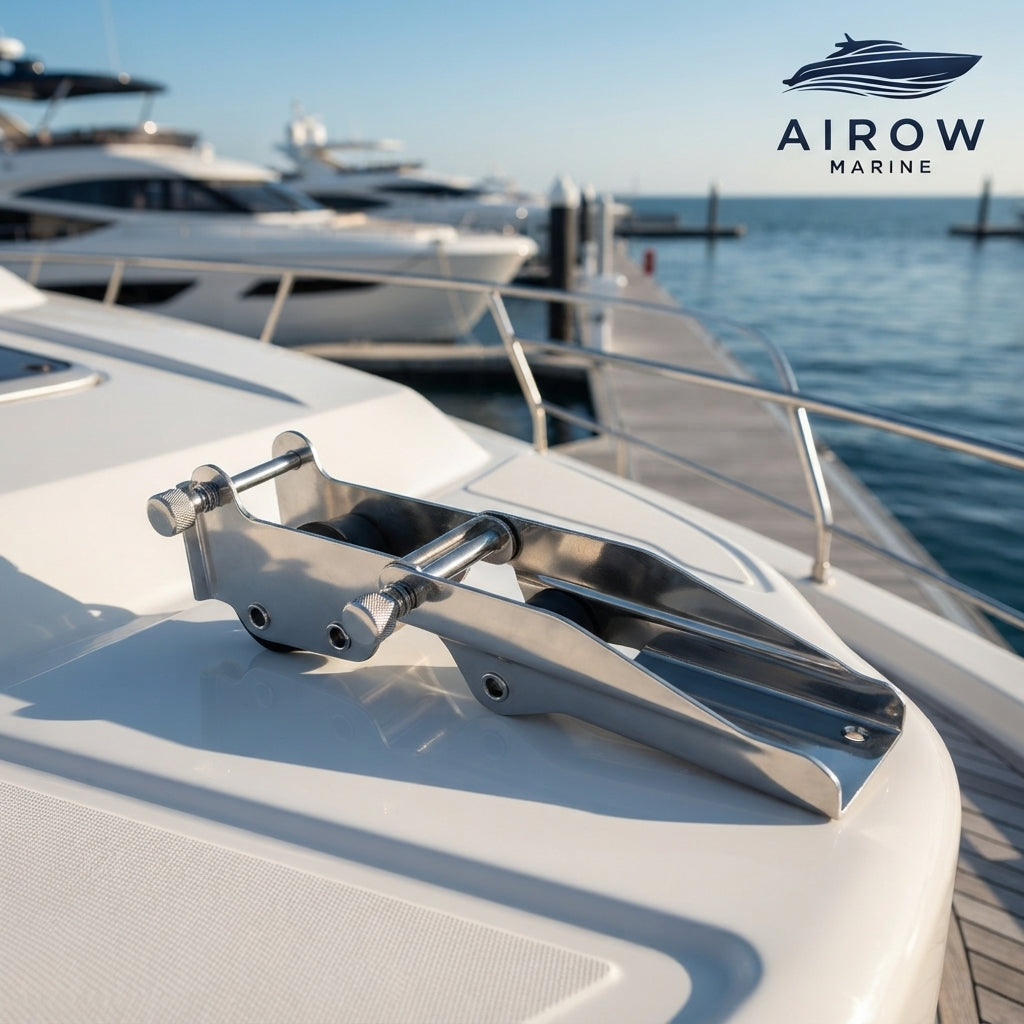 Airow Marine 330 Folding Anchor Bracket - Dual Roller 316 Stainless Steel