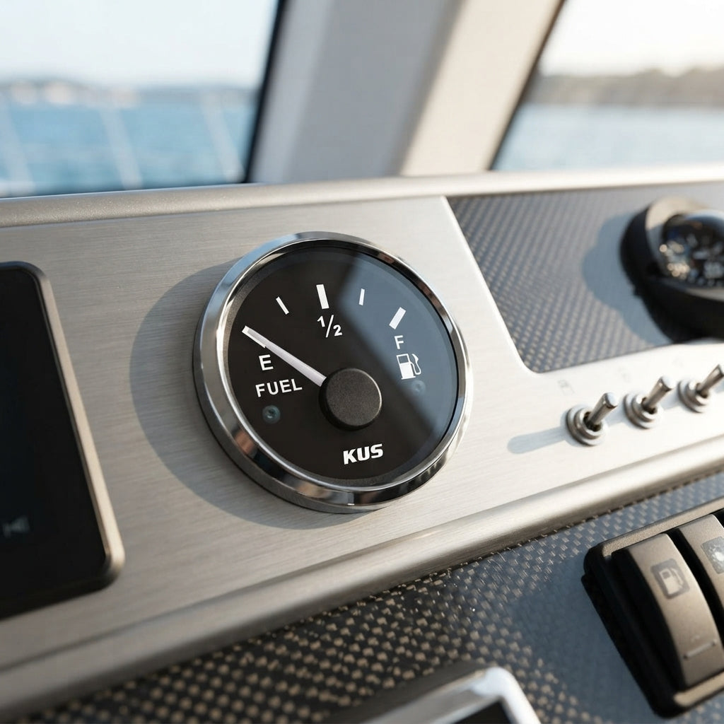 KUS Marine Fuel Level Gauge - 12/24V, IP67 Waterproof, Anti-Fog 52mm (2-1/16")
