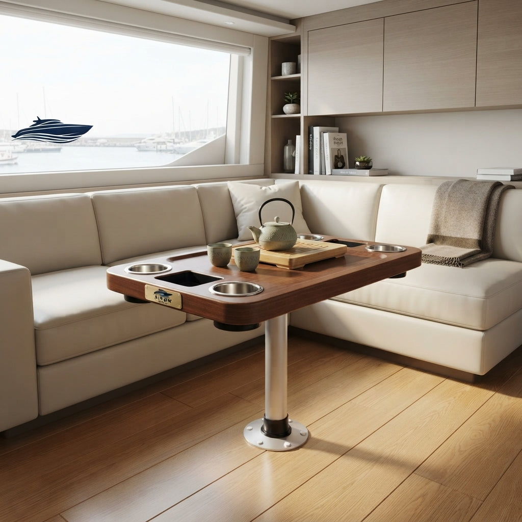 Airow Marine Rotatable RV & Yacht Pedestal Table - UV-Resistant ABS (86x46cm)