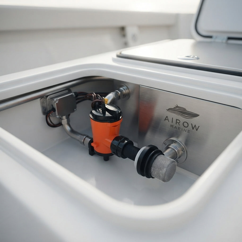 AirowMarine 24V 800 GPH Bait Pump - Marine Aeration & Livewell Circulation