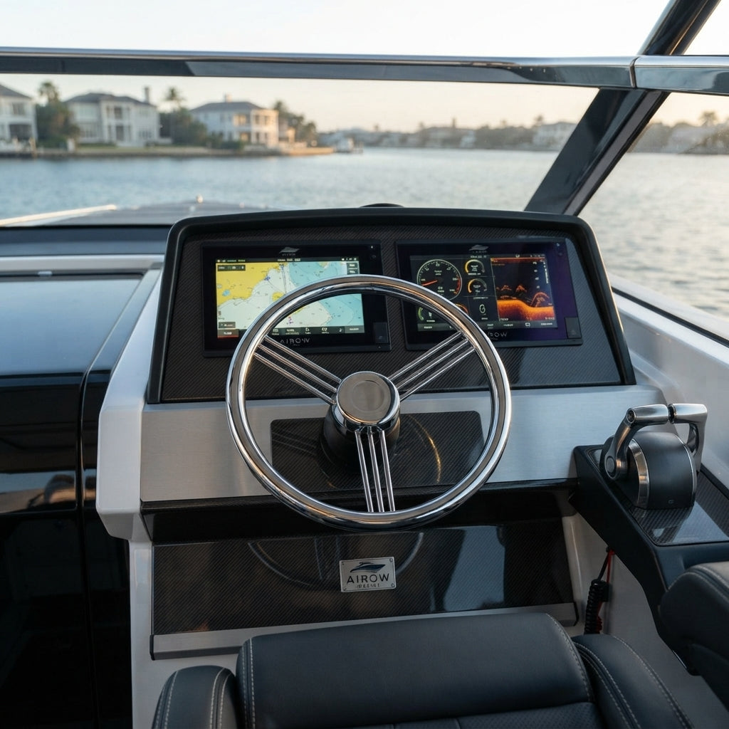 Airow Marine 316 Stainless Steel Boat Steering Wheel (13.5-Inch)