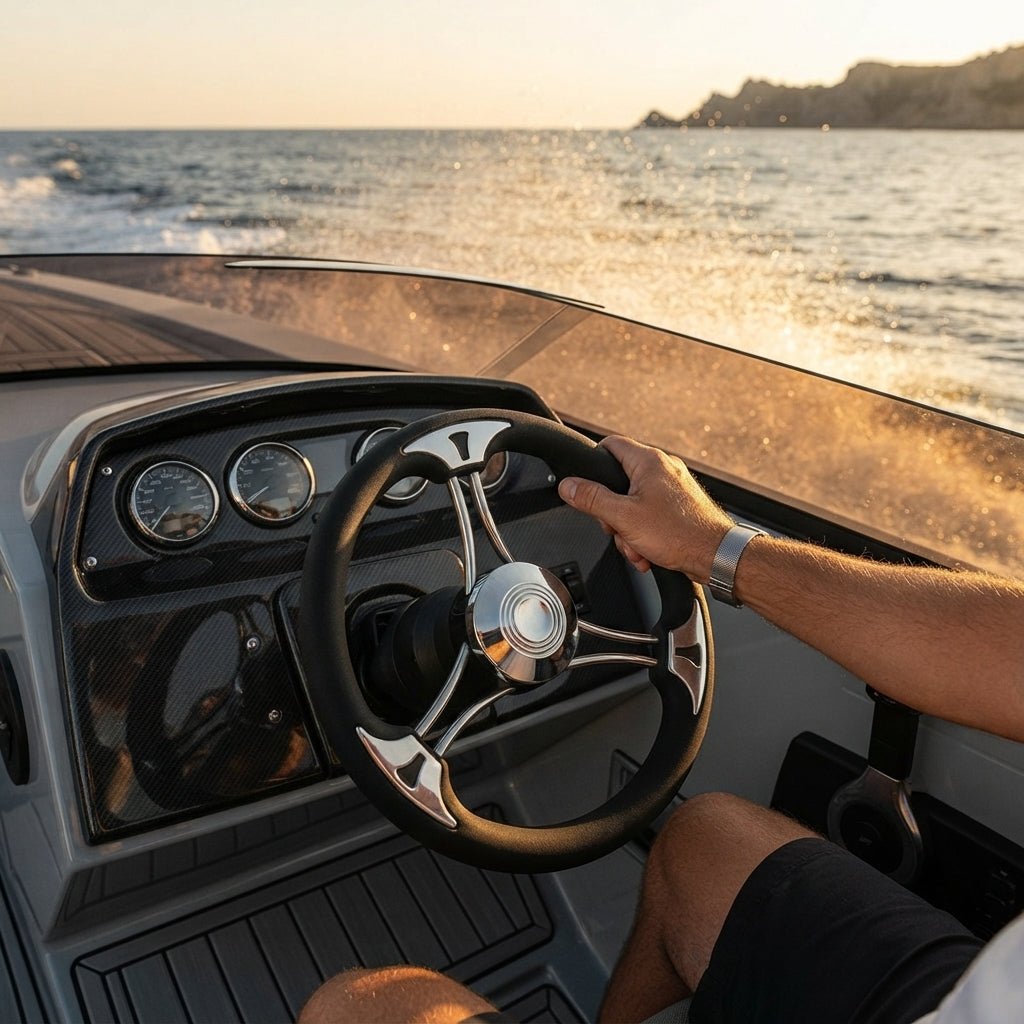 13.5-inch Marine Steering Wheel – 304 Stainless Steel & Comfort Foam Grip