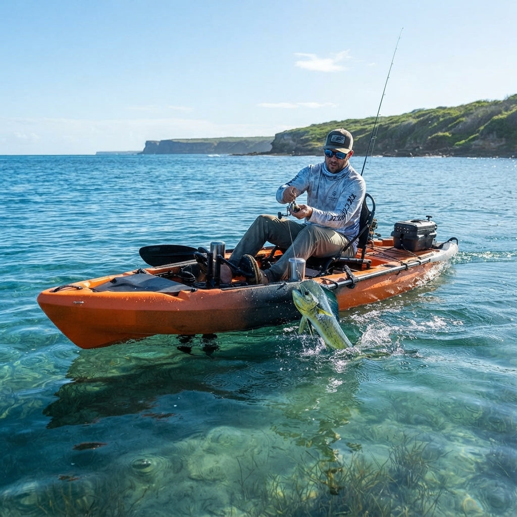 AirowMarine Pedal Fishing Kayak – Rotomolded HDPE, Hands-Free (305cm) – marine application view