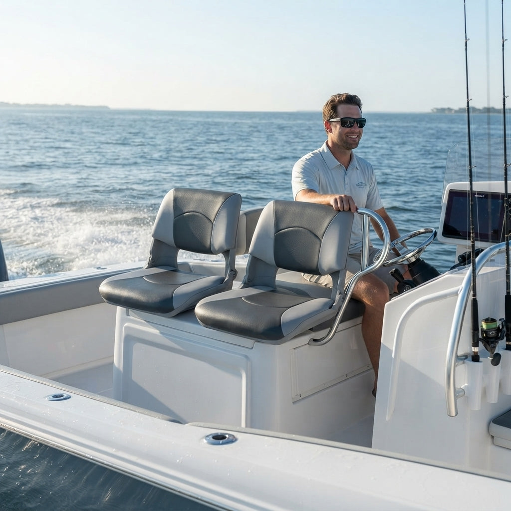 Folding Marine Boat Seat – Padded Vinyl