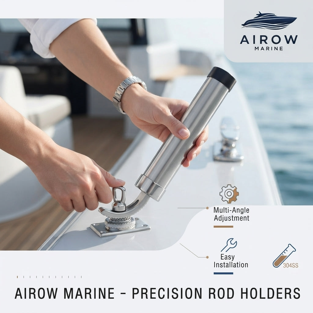 316 Stainless Steel Fishing Rod Holder - 360° Rotating Marine Mount