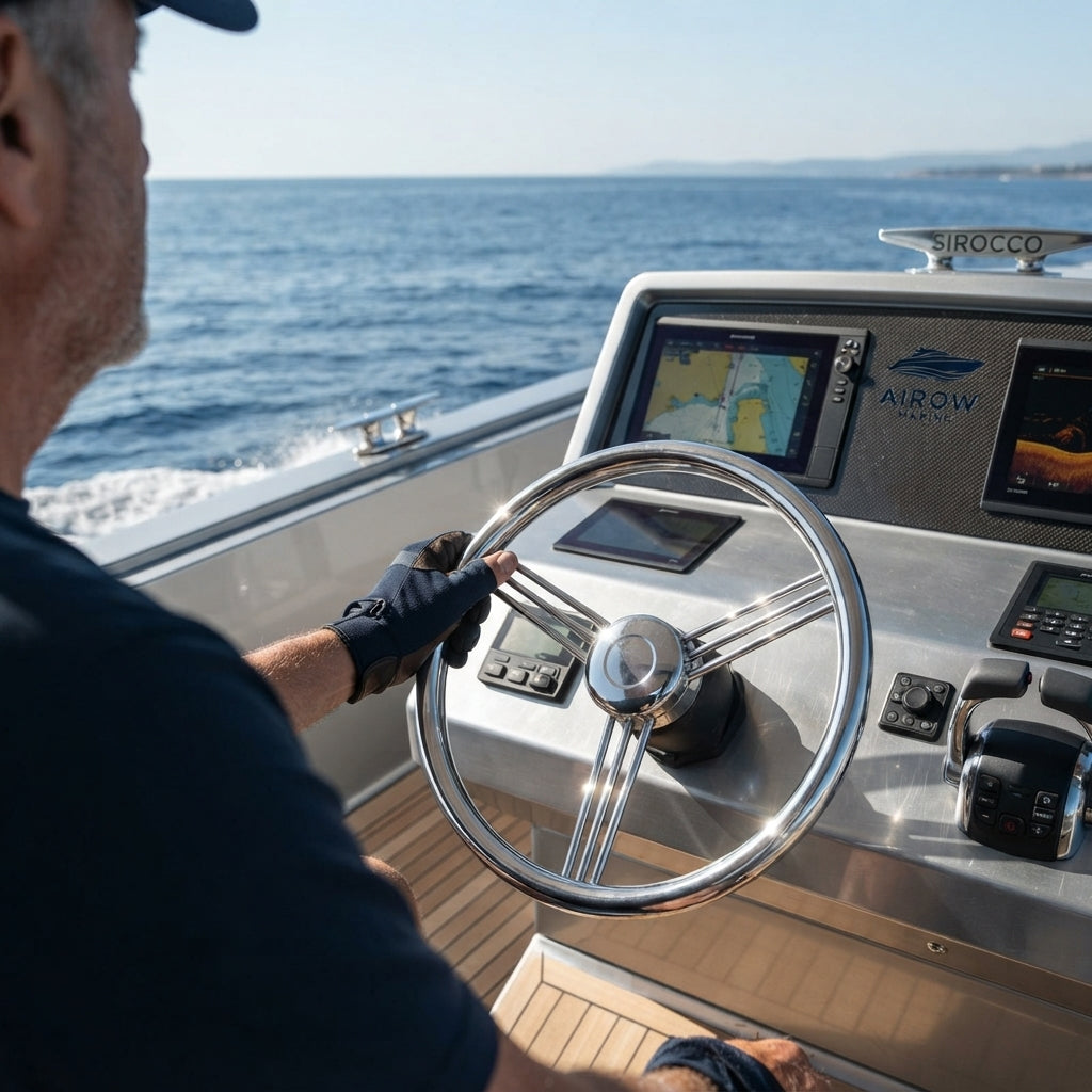 Airow Marine 316 Stainless Steel Boat Steering Wheel (13.5-Inch)