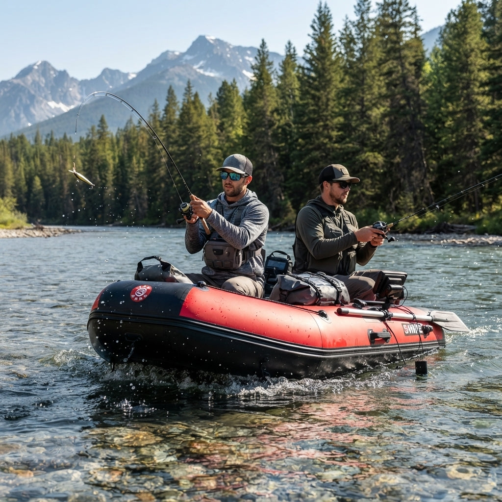 AirowMarine Heavy-Duty Inflatable Fishing Raft – Drop-Stitch Floor (200x130CM) – marine application view