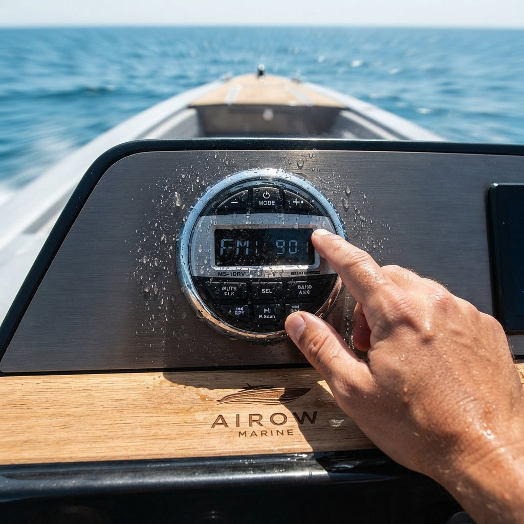 AirowMarine MS-10RV Gauge Marine Stereo - IPX6 Waterproof Bluetooth (4x50W)