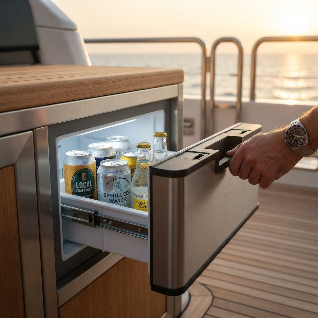 Airow Marine 23L 12/24V DC Compressor Drawer Fridge - Shock-Resistant Stainless