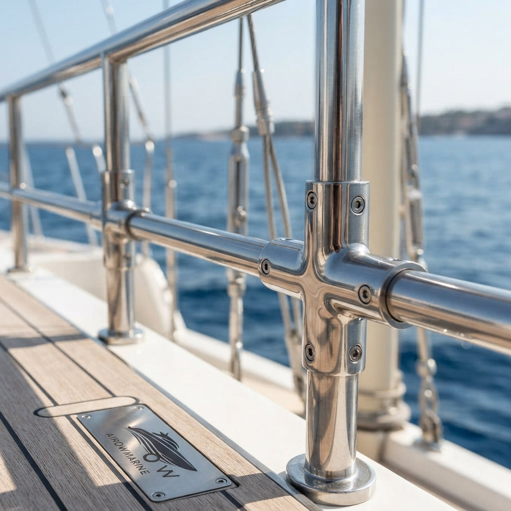 316 Stainless Steel Marine Cross Pipe Fitting – Mirror Polish, High-Load Capacity – marine application view