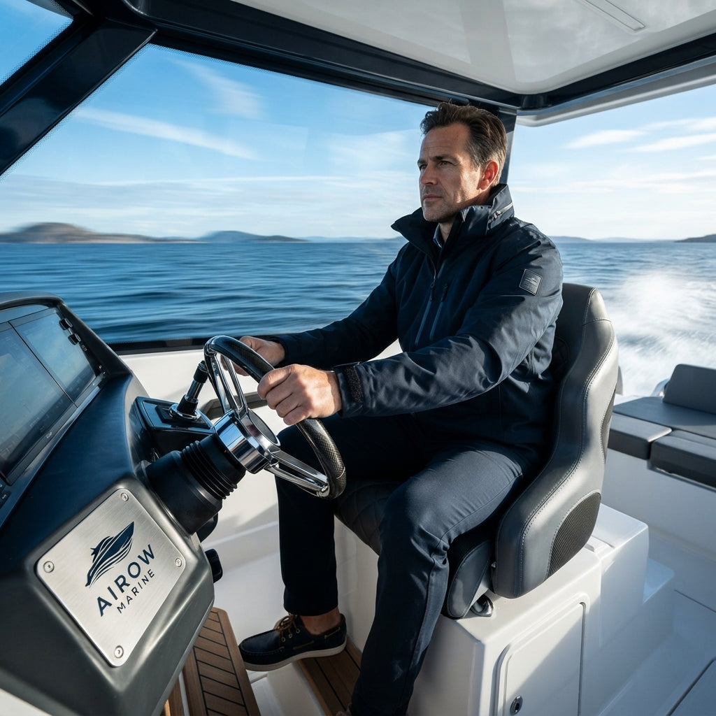Airow Marine Sporty Captain's Boat Seat - UV-Resistant Flip-Up Bolster
