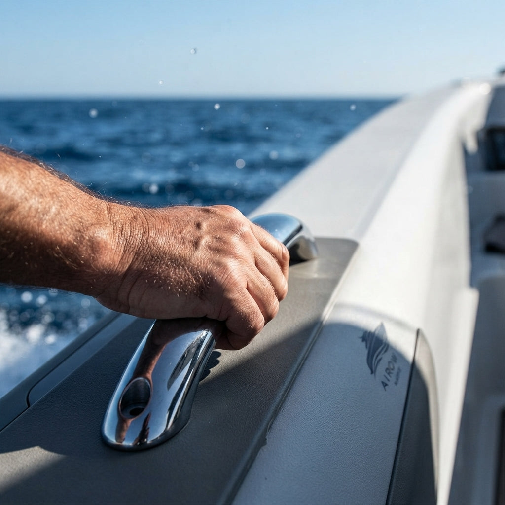 316 Stainless Steel Boat Grab Handle - 300mm Mirror-Polished Marine Handrail