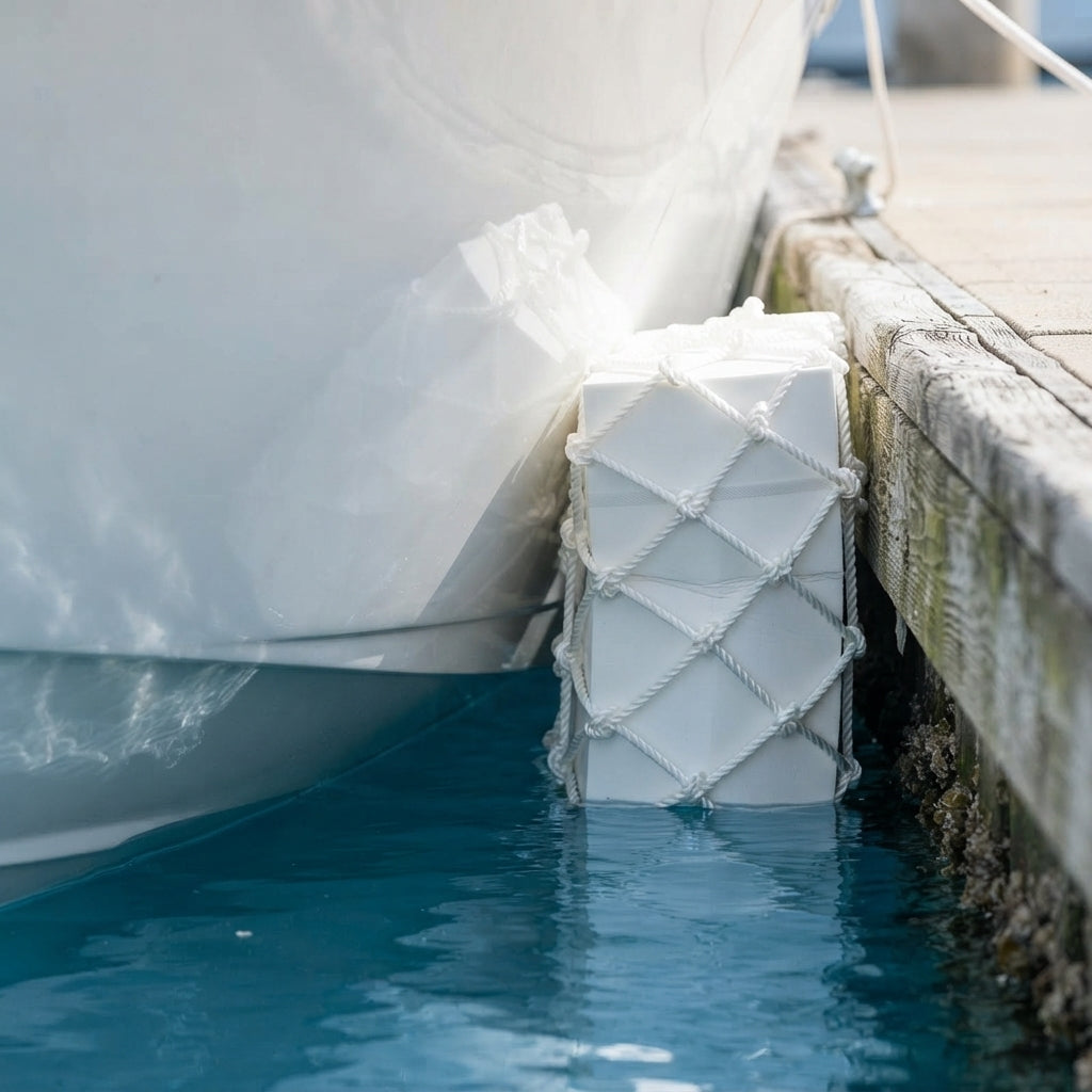 Airow Marine Solid EVA Square Boat Fender with Rope Mesh - UV-Resistant Protection