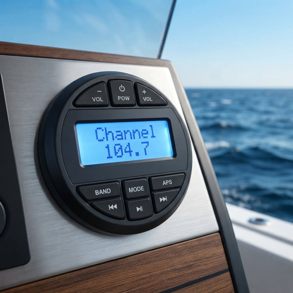 Marine Bluetooth FM Radio - Waterproof Audio Player with USB/MP3 Playback