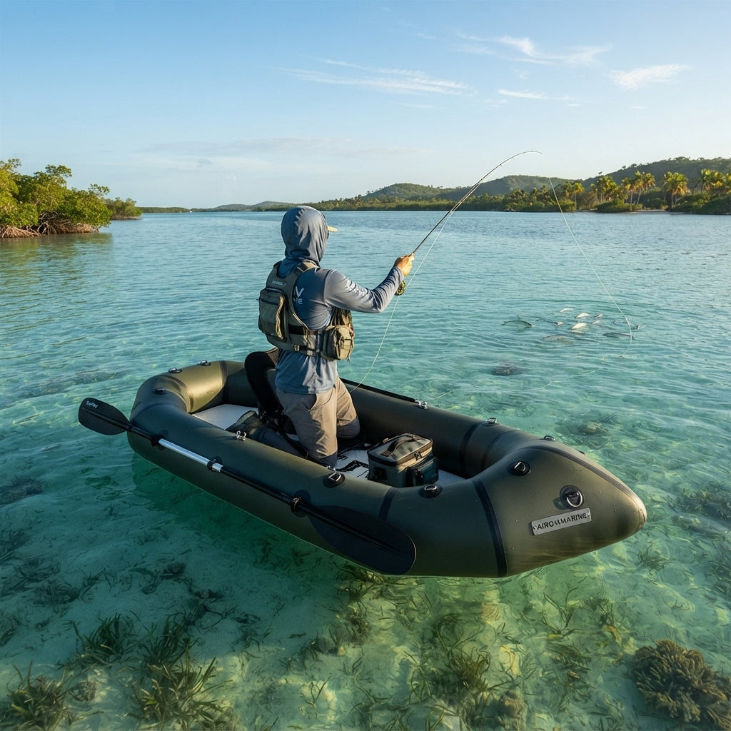 AirowMarine Explorer Inflatable Kayak – Reinforced PVC & Motor Ready (230-280cm) – marine application view