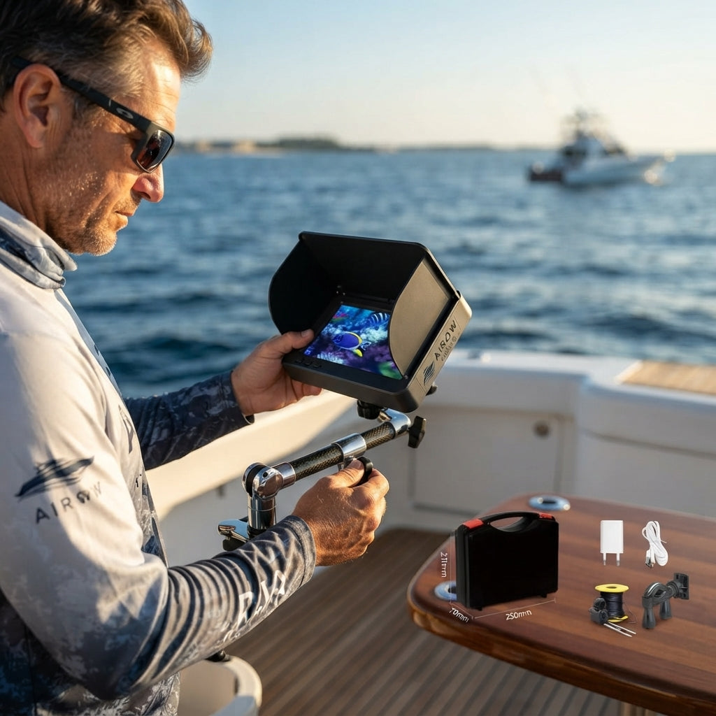 AirowMarine 5-Inch HD Fish Finder Display - Night Vision Underwater Camera System