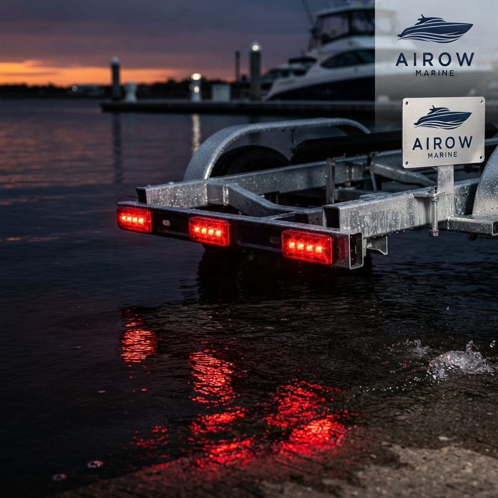 12V Red 9-LED Strip Taillight – Universal Marine & Trailer Brake Light (360mm) – marine application view